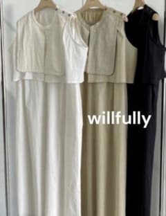 willfully スクエアカラー 2way ノースリーブワンピース ベージュのサムネイル