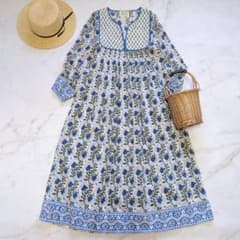 SZ Blockprints ワンピース 花柄 KITTY DRESS ブルー SZ Blockprints ワンピース 花柄 KITTY DRESS ブルー - メルカリ