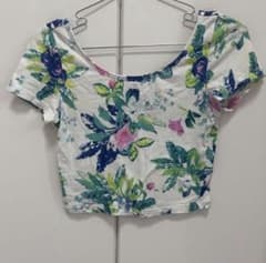 H&M フラワープリント クロップドTシャツ XSのサムネイル
