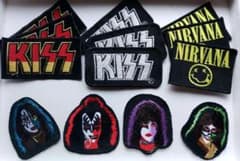 ★KISS★メンバー顔型・ロゴ ＆ NIRVANA　布製ワッペン13枚のサムネイル