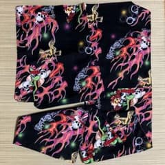 浴衣 炎と髑髏 ロック フェス 綿紅梅 黒 中古のサムネイル