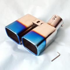 マフラーカッター 焼き色 ブルー 2本出し アルファード 30系 