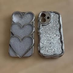iPhoneケース シルバー ラメ ハート 2種セットのサムネイル