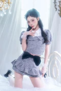 BELEA MIMI ベリアミミ パフスリーブツイードトップス blackのサムネイル