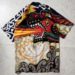 【美品】山本寛斎　太陽の船 法被　グラフィック　はっぴ　半纏　和装　夏祭り　龍 美品】山本寛斎 太陽の船 法被 グラフィック はっぴ 半纏 和装 夏祭り