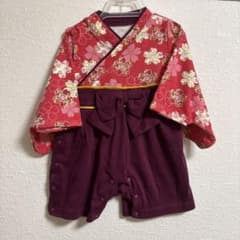 【100日祝・お正月・初節句】着物風カバーオール 袴風 ロンパース　70サイズのサムネイル