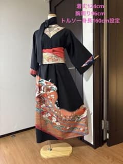 彩　着物リメイク♪ 化繊黒留袖からタックワンピース❣️のサムネイル