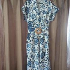 Floral pattern short sleeve shirt dress with belt