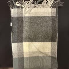 美品 ウール マフラー チェック柄 グレーのサムネイル