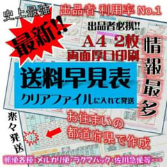 令和2年最新★増税対応済み！都道府県別★送料早見表★クリアファイル発送★のサムネイル