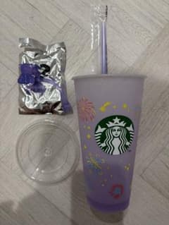 スターバックス 花火　リユーザブルカップ パープル　タンブラーのサムネイル