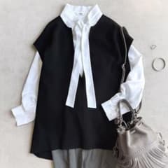 極美品✨LE PHILルフィル//ミラノリブジレ/ジレベストニット　ブラック 極美品✨LE PHILルフィル//ミラノリブジレ/ジレベストニット ブラック