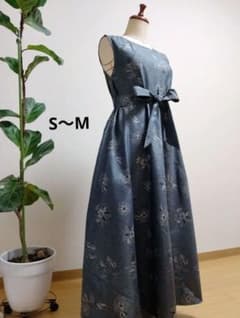 着物リメイク✿テントラインロングワンピース大島紬正絹✿ノースリーブ