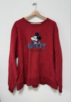 ディズニー ミッキー スウェット XL 赤 古着 ビッグプリントのサムネイル
