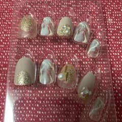 ネイルチップ 大理石風 ゴールドラメ パールのサムネイル