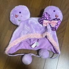 ディズニー ミッキー型 紫色 ファー帽子 リボン付きのサムネイル