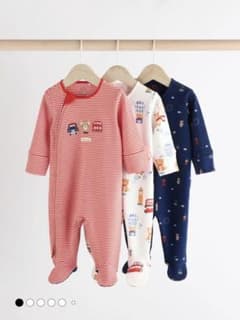 ベビーパジャマ 3点セット 赤 白 青のサムネイル