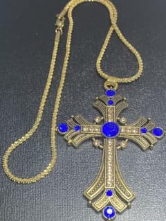 金鍍金18kgp ゴールドの十字架ペンダントネックレス ブルークロス