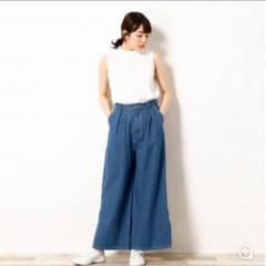 早い者勝ち！半額以下！デニム裾スリッドガウチョパンツ earthのサムネイル