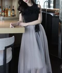 Riu【新品】 Flower tulle docking knit dress - メルカリ