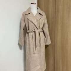 ベージュ ウール混紡 ロングコートのサムネイル