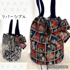 い*ご様 ユキエモン　リボンボーダー　フラップファスナー付トート　チャーム付 ユキエモン 巾着トートバッグ ビッグリボンチャーム 肉球 TOYナイト