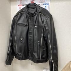 ブラック レザー ライダースジャケットのサムネイル