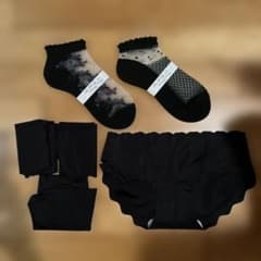 ブラックレース付きソックスセット M/L ショーツ4枚セットのサムネイル