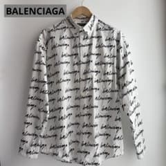 BALENCIAGA　長袖シャツ　スクリブルロゴ　白　黒　38(L相当)のサムネイル