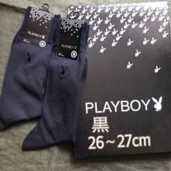 値下げ！プレイボーイ 靴下 2足セット 黒 メンズ【未使用】のサムネイル