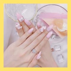 네일 아트 네일 어태치먼트 RINDON 핑크 플로럴 패턴 2개 세트, 마인타입
