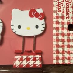 新品未使用　ハローキティ ダブルクリップ　3個セット　赤チェックのサムネイル