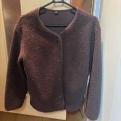 UNIQLO ボアフリース カーディガン ブラウン Mのサムネイル