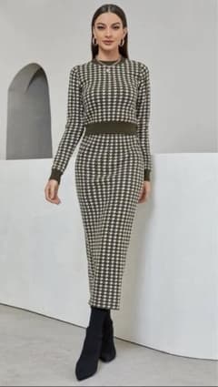 shein 千鳥格子柄　セットアップ  sのサムネイル