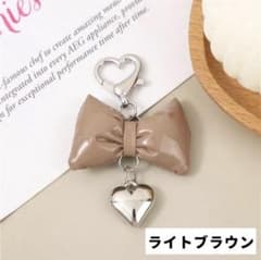【美品】TUNEME. リボン型キーホルダー ライトブラウン