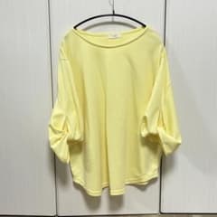 体型カバー レディース トップス イエロー 七分袖 ツイストスリーブのサムネイル