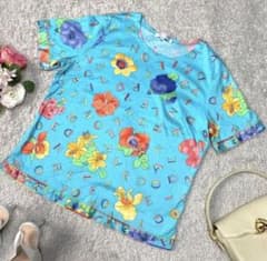 LEONARD レオナール 花柄 Tシャツ 42 水色のサムネイル