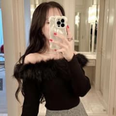 GRL ファーオフショルダーニットトップスのサムネイル