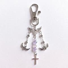 お守りチャーム♡天使♡クロス ビーズチャーム/バッグチャーム/キーホルダー 92のサムネイル