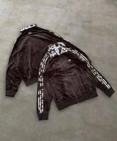 9090 adidas ベロア トラックジャケット ブラウン ジャージ 牛柄のサムネイル