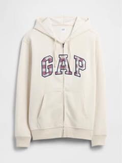 GAP ジップアップパーカー チェックロゴ オフホワイトのサムネイル