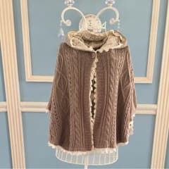 【美品】earth ポンチョ リバーシブルのサムネイル