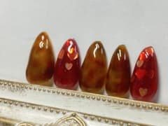 べっ甲ハート埋め込みネイルのサムネイル