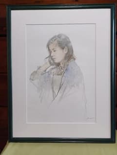 藤井勉　大判限定人物画 少女の肖像画 額装品 藤井勉 「ショール」 大判限定人物画 (美術印刷) 額装品 - メルカリ