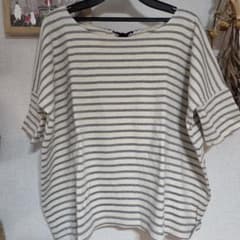 【andquarter/アンドクオーター】バックリボン ボーダー五分袖Tシャツのサムネイル