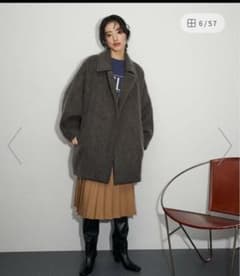 ADAM ET ROPE' FEMMEモヘヤシャギーミドルコートのサムネイル