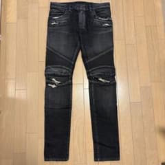 BALMAIN バルマン バイカーデニム ダメージ加工 黒 30