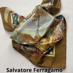Salvatore Ferragamo フェラガモ シルク 大判スカーフ 鳥柄 - メルカリ