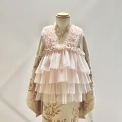 被布エプロン【Babyピンクフリル】被布ドレス チュール被布 被布