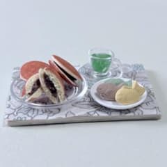ミニチュアフード どら焼き ミニたい焼き 緑茶 セットのサムネイル